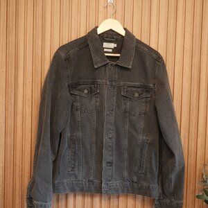 Topman Classic Denim Trucker Jacket Washed Black Charcoal Size Large